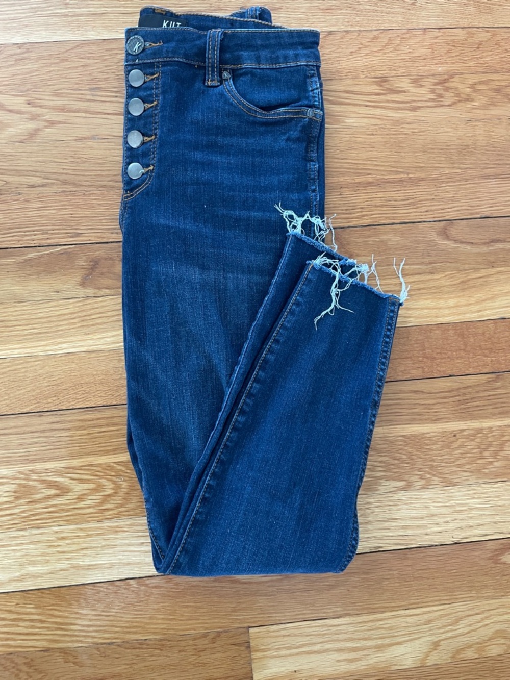 Kut from the Kloth Dark Blue Button-Fly Cropped Skinny Jeans
